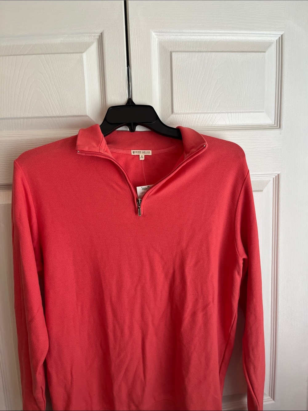 Peter Millar Coral-Red Quarter-Zip Pullover